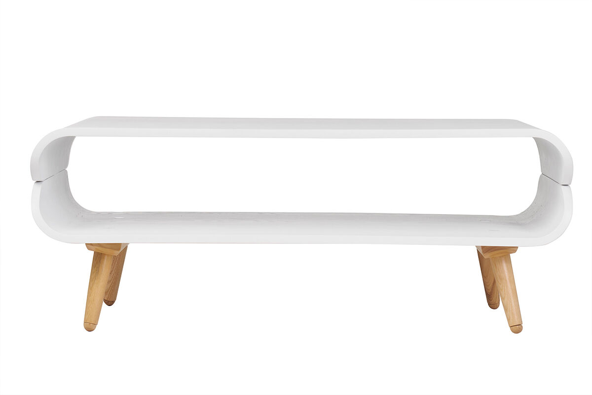 Miliboo Design-Couchtisch Esche Weiß TAKLA