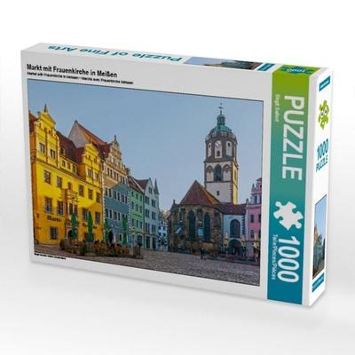 CALVENDO Puzzle Markt mit Frauenkirche in Meißen | 1000 Teile Lege-Größe 64x48cm Foto-Puzzle für glückliche Stunden