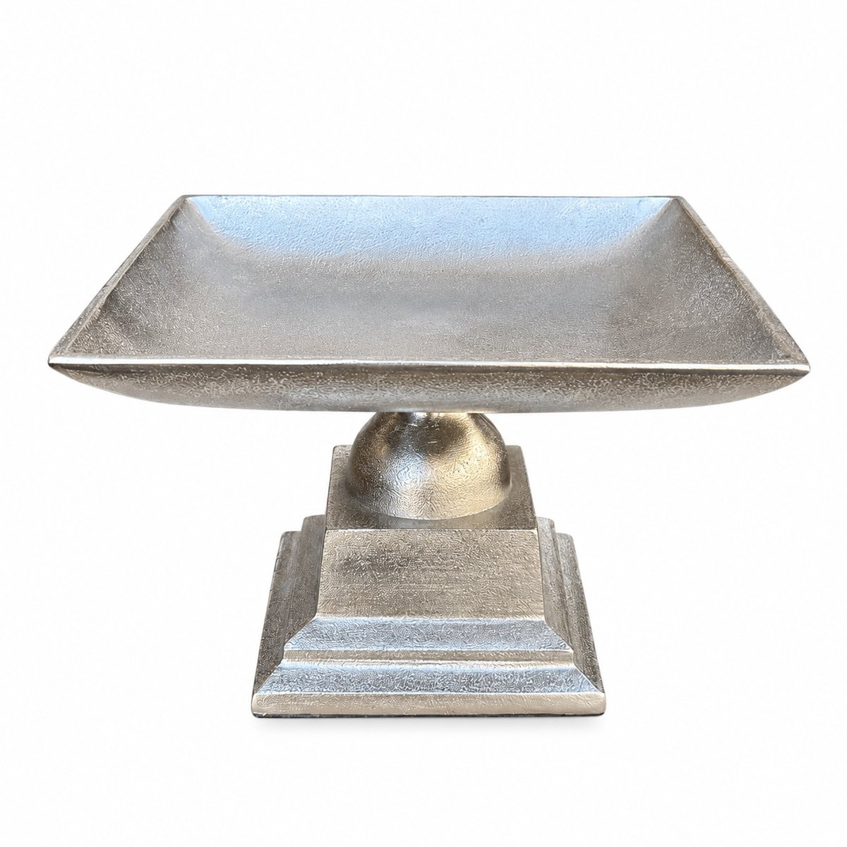 SENSE Aluminium Schaal op Voet – Decoratieve Vierkante Schaal – Nikkel