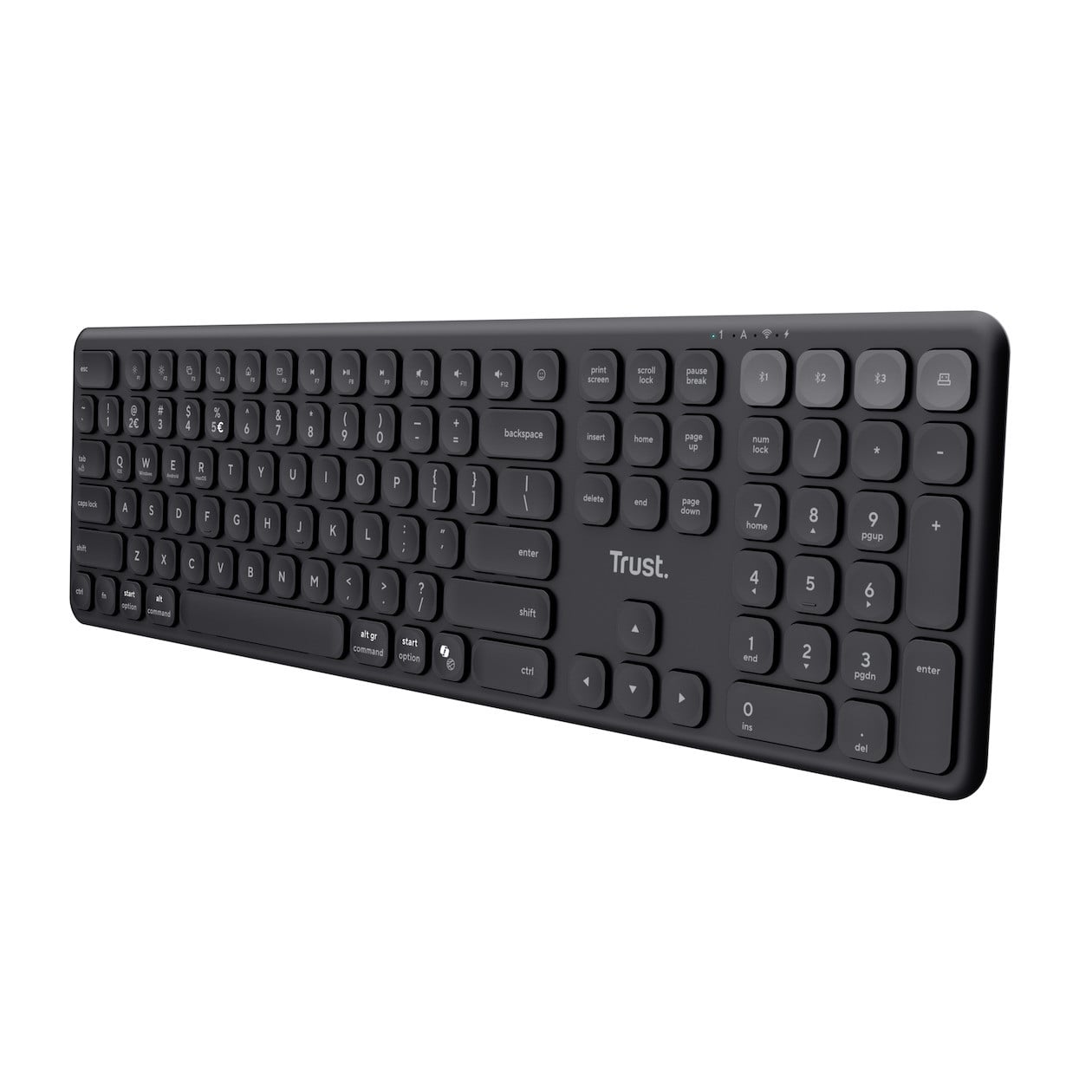 Trust Vaiya draadloos en bekabeld toetsenbord met Bluetooth en USB, Zwart