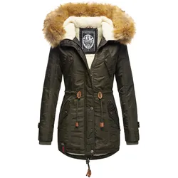 NAVAHOO Damen Hochwertiger Wintermantel Winterparka mit großem Kunstfell La Viva