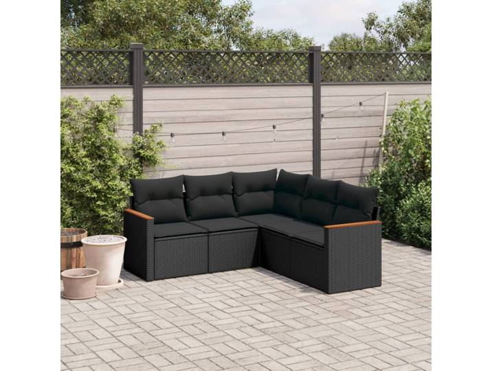 vidaXL Patio Sofa Set 5-Sitzer Black