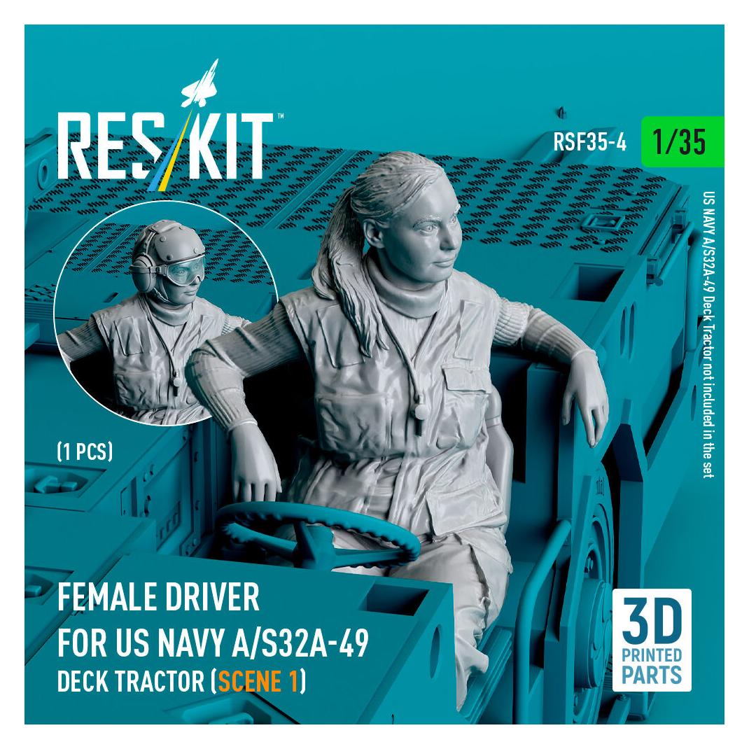 ResKit Female driver for US NAVY A/S32A-49 Deck Tractor (scene 1) (1 pcs) (3D Printed) (RSF35-0004)