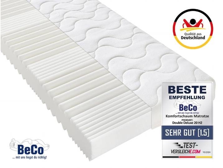 Komfortschaummatratze BECO Double Deluxe Matratze 20, Matratze in 90x200 cm und weiteren Größen , weiß, B:140cm H:20cm L:200cm, Bezug: 100% Polyester, Matratzen, Komfortschaummatratze, Matratze vom TÜV Süd getestet*, über 2.000 5-Sterne-Bewertungen