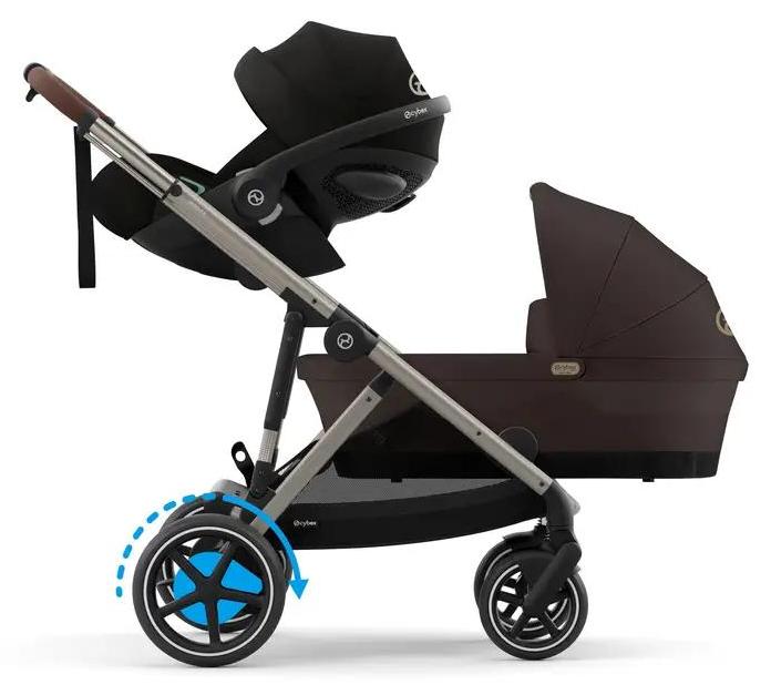 CYBEX e-Gazelle S, Betthimmel, Traditioneller Kinderwagen, Unisex, Faltbar, Braun, Schokolade