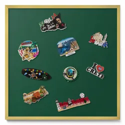 MAGNETTAFEL 50x50 cm Goldener Rahmen Dunkelgrün