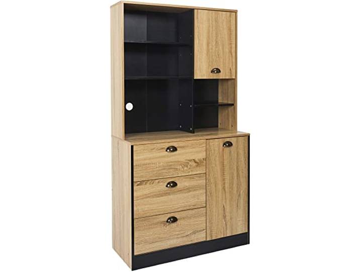 Home Deco Factory\, HD7433\, Buffet de Cuisine Chef\, Meuble de Rangement en Bois\, Conçu pour Apporter Une Touche d'élégance et de modernité à Votre Cuisine\, Robuste\, esthétique et Fonctionnel