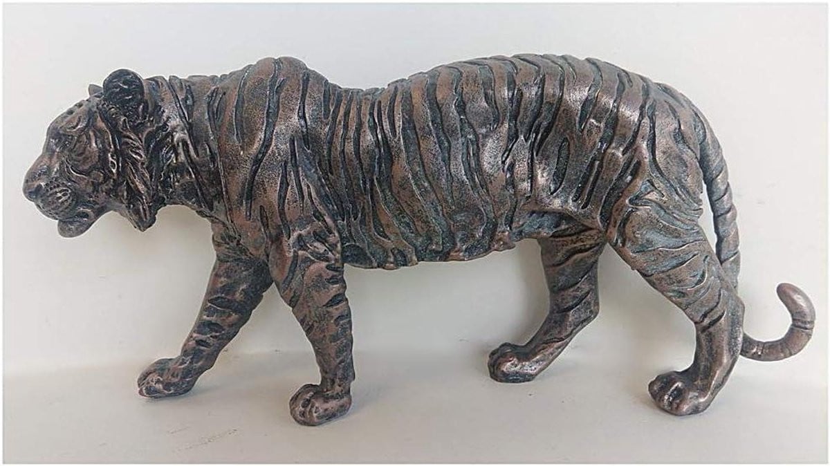 Tijger Ornament - Bronzen Tijger Beeld voor Woonkamer Decoratie - 37 cm - Brons