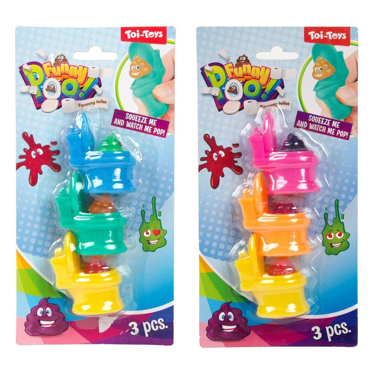 Toi-Toys Lustige Kacka-Quetschtoiletten mit Glitzerkacka - 3 Stück. (68288862)