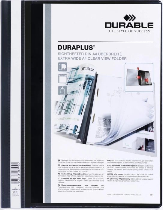 Durable Schnellhefter A4 - Kunststoff - mit Tasche - schwarz