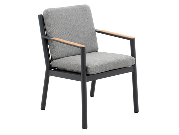 Lola Monaco Sessel mit Teak-Armlehnen / Aluminium Graphite/ Rope