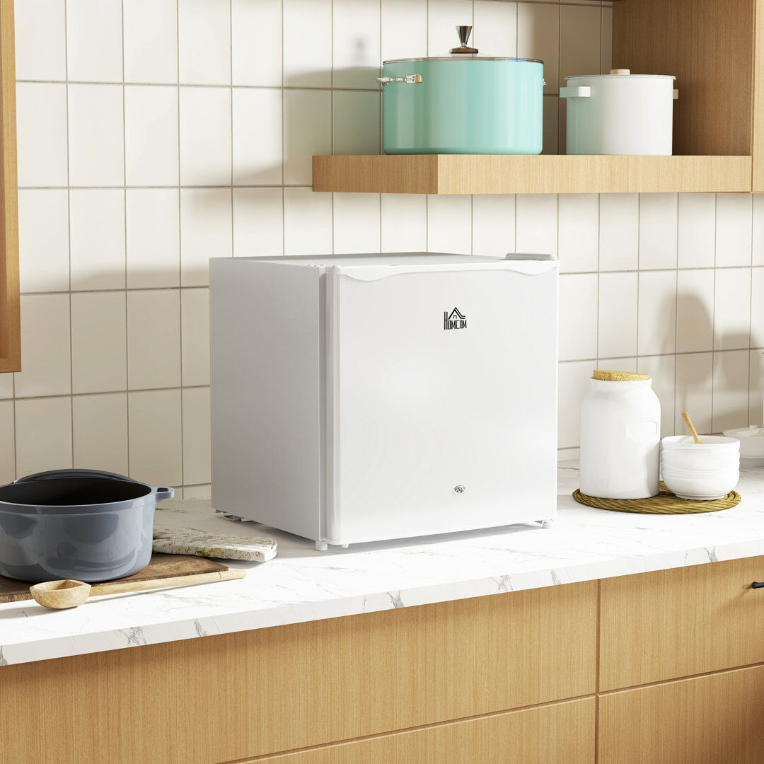 Brayden Studio Cardali 46L Counter Top Fridge Mini Fridge with Lock Chiller Box Cream 49cm H X 48cm W X 44cm D