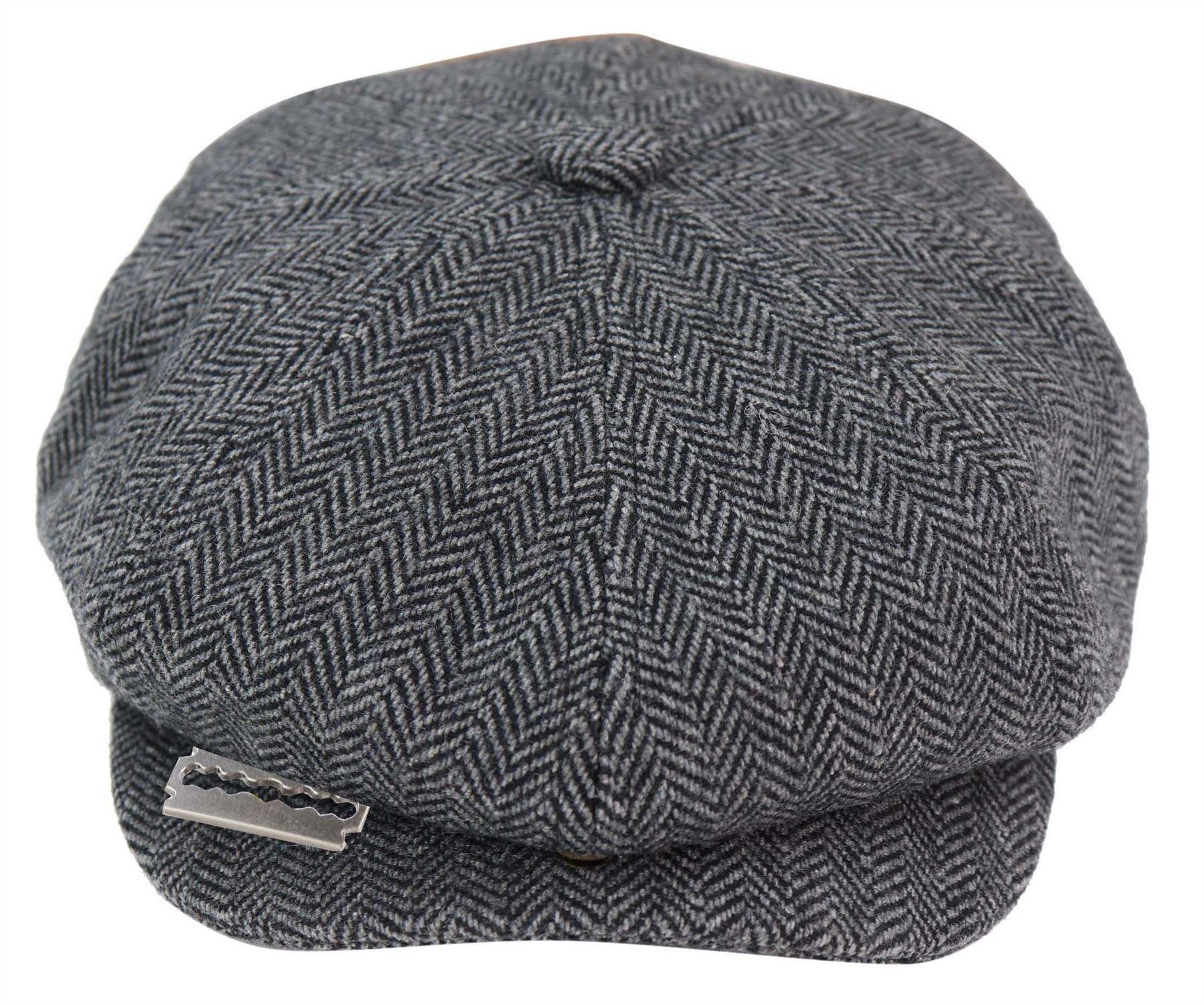 Herren Peaky Blinders Tweedhut mit Rasierklinge