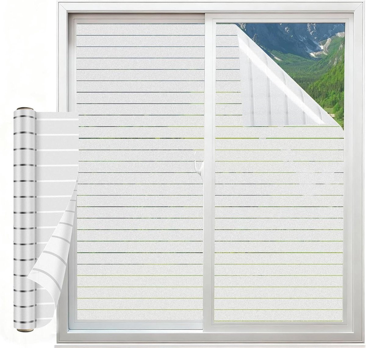 Matte privacyfolie met strepen voor ramen, melkglas effect, 30 x 200 cm