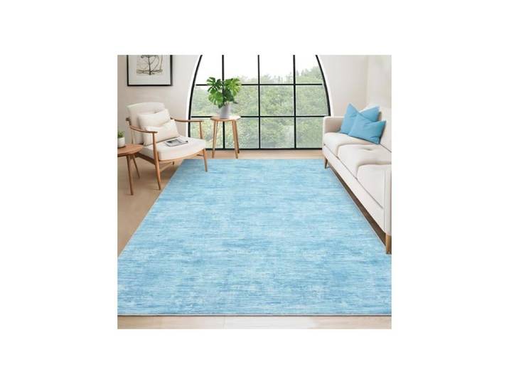 Tapis poils courts lavable antidérapant anti-bouloches déco bureau salon chambre bleu 160×230cm
