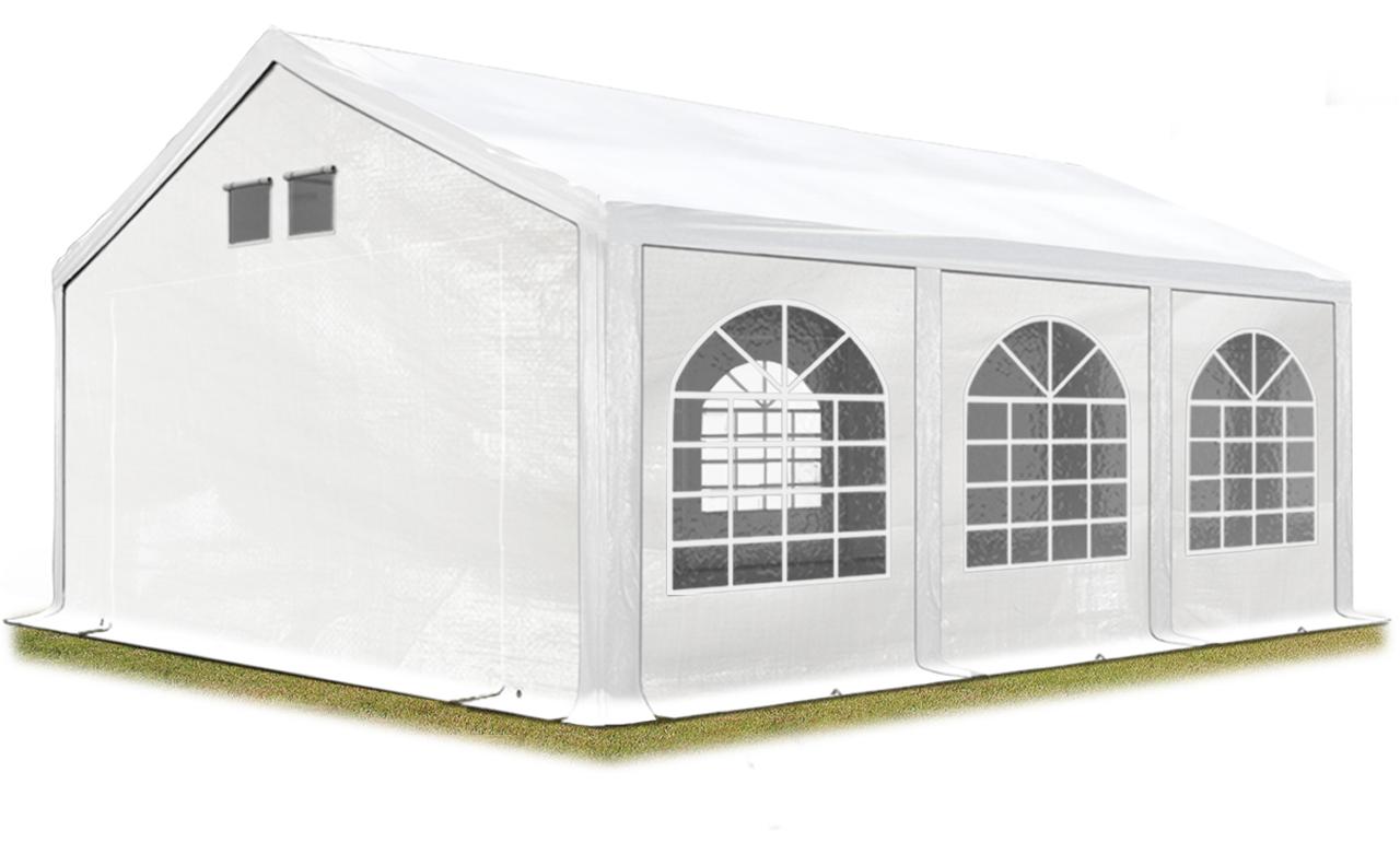 TOOLPORT Partyzelt Festzelt 4x6 m in weiß Professional PE Plane 550 N Wasserdicht UV Schutz mit BODENRAHMEN Gartenzelt