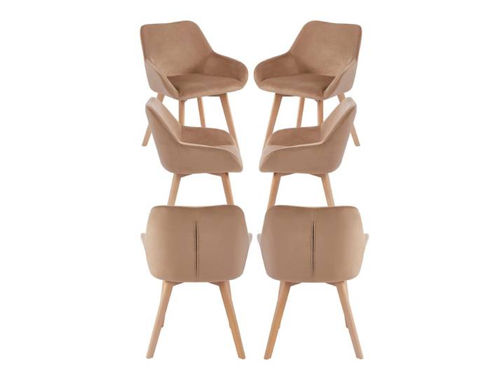6er Set Venly Samt Stühle - Champagne