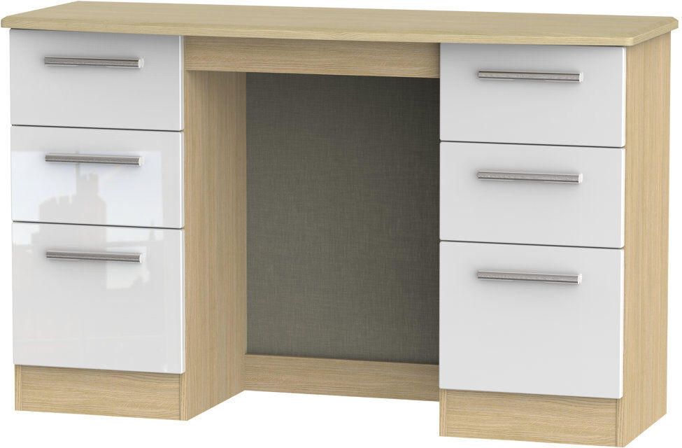 17 Stories Fully Assembled Yvette Dressing Table Oak/White 79.5cm H X 127.5cm W X 41.5cm D