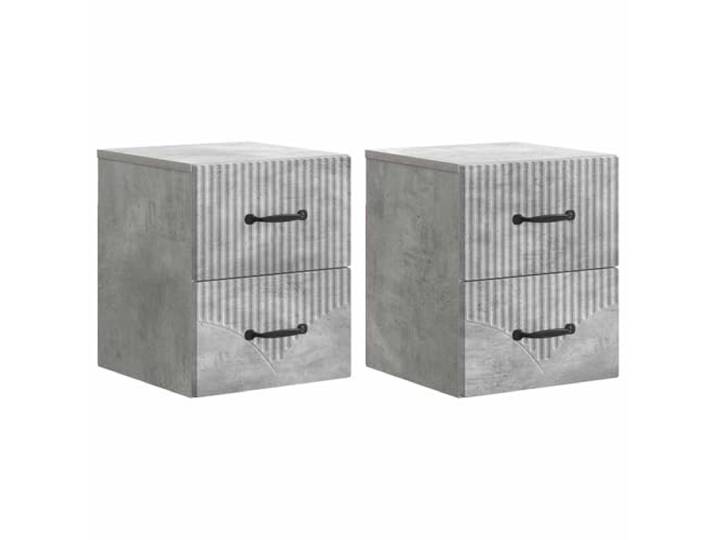 KGFHERENB Wandnachttisch 2er Set Betongrau 34,5x33x40 cm Holzwerkstoff Platzsparende Schweberegal Nachttische im 2er Set für das Schlafzimmer mit praktischem Stauraum aus Holzwerkstoff.