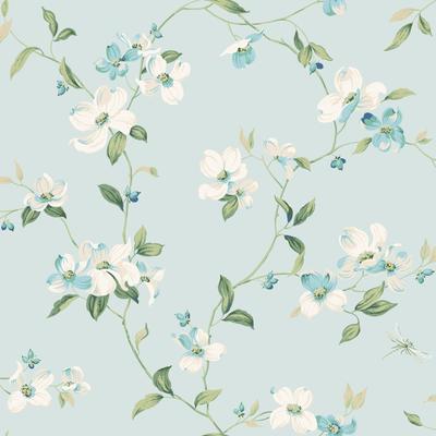 York Wallcoverings Dogwood Light Blue Wallpaper