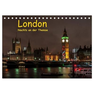 London - Nachts an der Themse (Tischkalender 2027 DIN A5 quer), CALVENDO Monatskalender