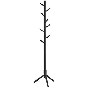 Vasagle Garderobenständer RCR004B01, schwarz, mit 8 Haken, aus Holz, 175 x 47cm