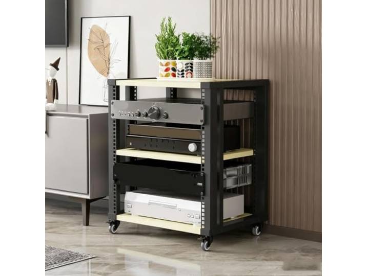 ZSCNYHMT Audio Rack, Verstellbares Mehrstöckiges Regal Audioausrüstung Flexible regalaufteilung, verstärkter rahmen, aufbewahrung für verstärker, receiver und mediengeräte