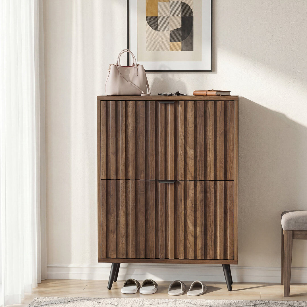 East Urban Home 12 Pair Shoe Storage Cabinet Walnut 12