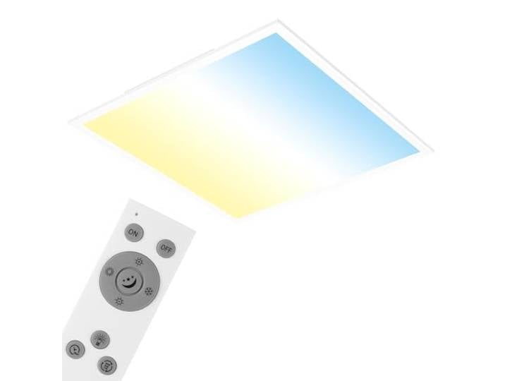 Briloner Leuchten Panneau de plafonnier à LED\, gradable\, contrôle des couleurs\, télécommande\, 36W\, 3800 lm\, lampe à LED\, lampe de salon\, plafonnier\, blanc\, 59.5 cm