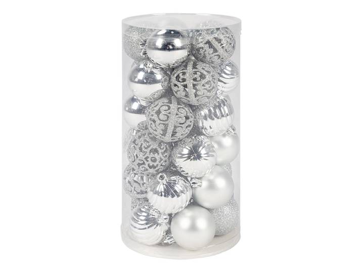 Set 30 Weihnachtskugeln HOLY Ø6cm silberfarben