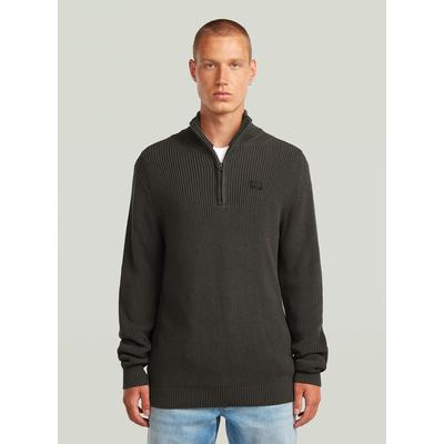 Longpullover G-STAR "Pullover Half Zip Knit", Herren, Gr. S, cloack, Strick, Obermaterial: 100% Baumwolle, Pullover Longpullover