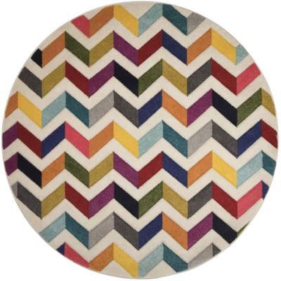 Teppich FLAIR RUGS "Bolero", bunt (multi), H:10mm Ø:160cm, Polypropylen, Teppiche, Teppich, fußbodenheizungsgeeignet, geometrisches Muster, gemustert, Zickzack