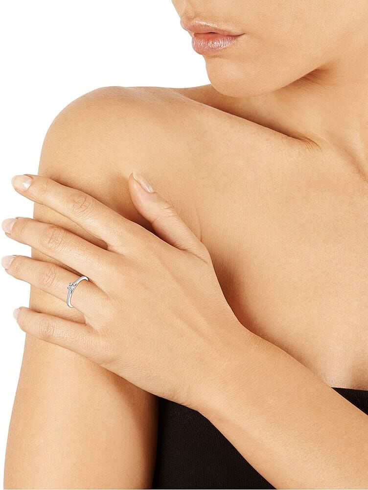 Solitaire Promesse En Or 750/1000 Blanc Et Diamant Femme