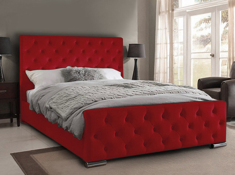 Mercer41 Carlos Upholstered Bed Frame Red Double (4'6)
