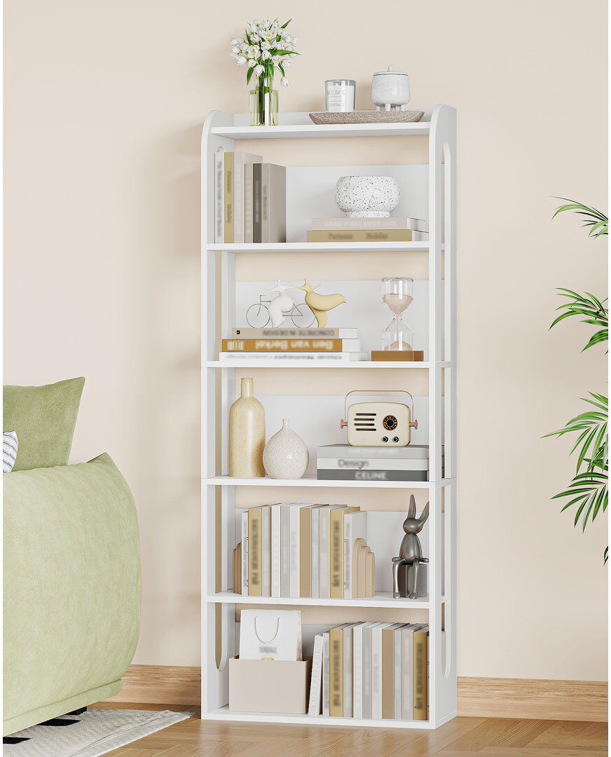 17 Stories Bookcase, 6-Tier/7-Tier Bookshelf, Storage Shelving Unit, White Wooden Standing Shelf with Open Compartments, for Living Room, Home Office, Dinning Ro White 6-tier