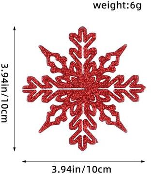 Modern Mode Marketplace Christmas Venue Decoration, Pink Glitter Plastic Snowflake, Winter Party Supplies, Ornaments For Home, Tree Pendant red Type A 12pcs