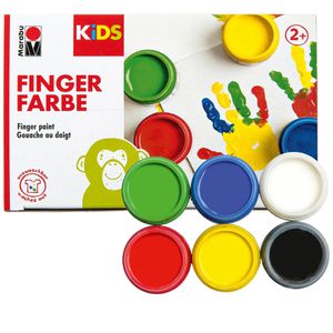 Marabu Fingerfarbe Kids, 0303000000081, 6 Farben je 100 ml, auswaschbar