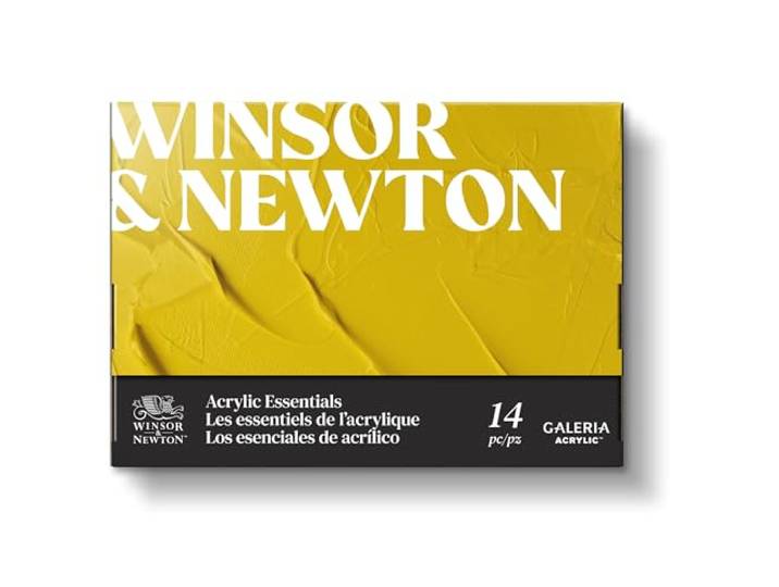 Winsor & Newton 2190615 Galeria acrylverftubeset, 10 acrylverf in tubes van 12 ml, acrylblok, 2 acrylpenselen en accessoires