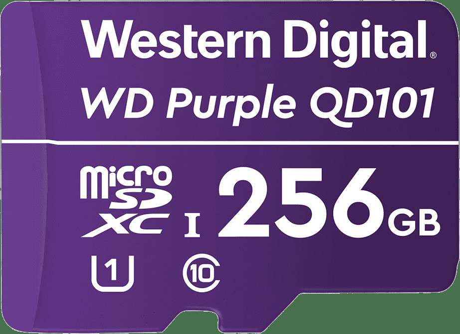 Western Digital WD Purple SC QD101 MicroSDXC Kaart, 256 GB, Klasse 10, Class 1 (U1), Paars