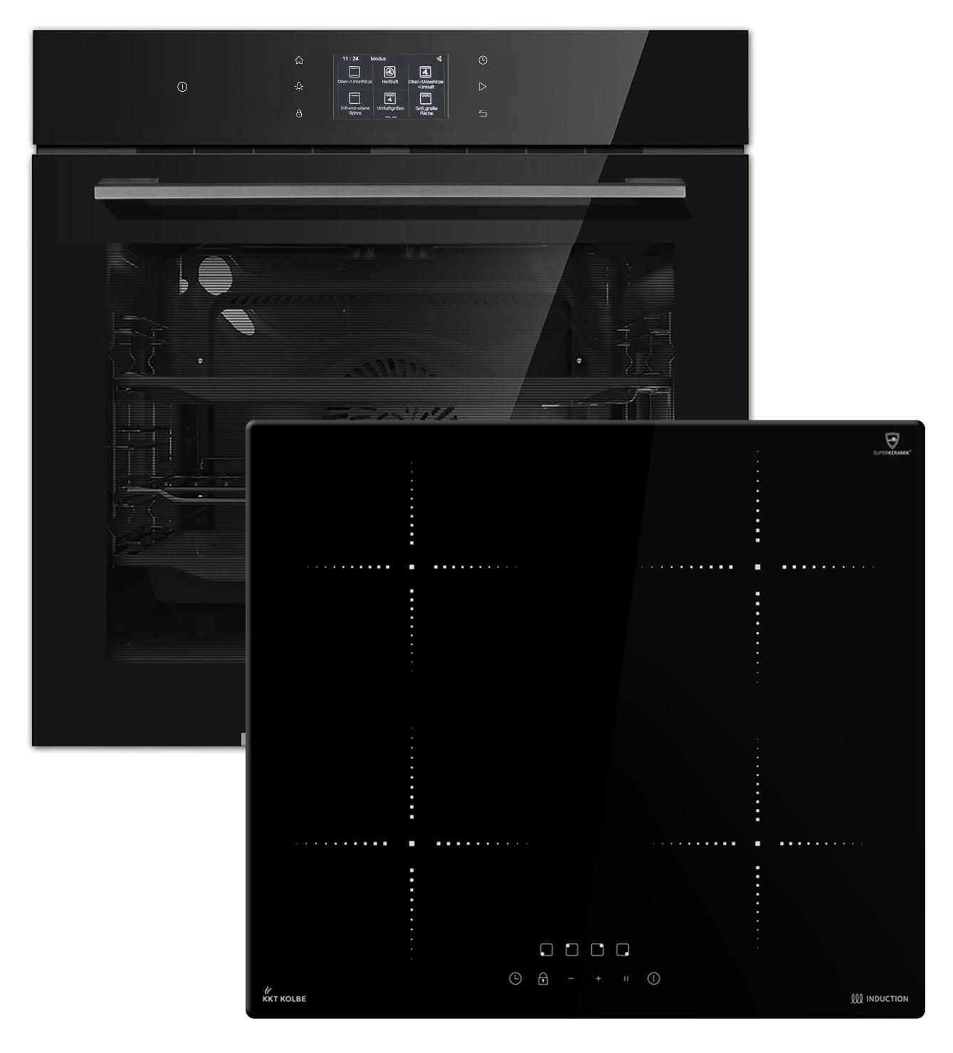 Autarkes Herdset: 60cm Einbaubackofen EB8017ED + 59cm Induktionskochfeld IH85900RL | Katalyse | Pizzafunktion | Grill | Umluft | Heißluft | Automatik-Timer | SET8017IH859RL