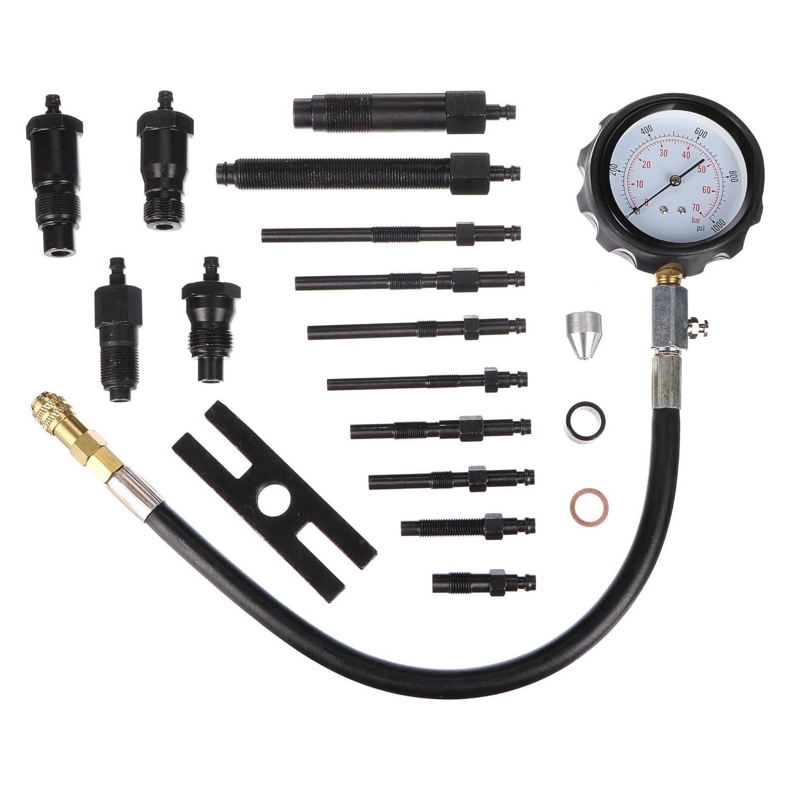 Sixtol Engine Tester 19 compressietesters set voor dieselmotoren 70 bar manometer compressietester (SX1161)