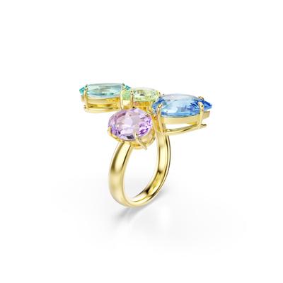 Fingerring SWAROVSKI "Schmuck Geschenk Gema Ring" Gr. 52, bunt (gelbgoldfarben, blau, lila, grün, türkis), Fingerringe, Damen, 52, Metall, Fingerring, mit Swarovski Kristall, Zirkonia (synth.)