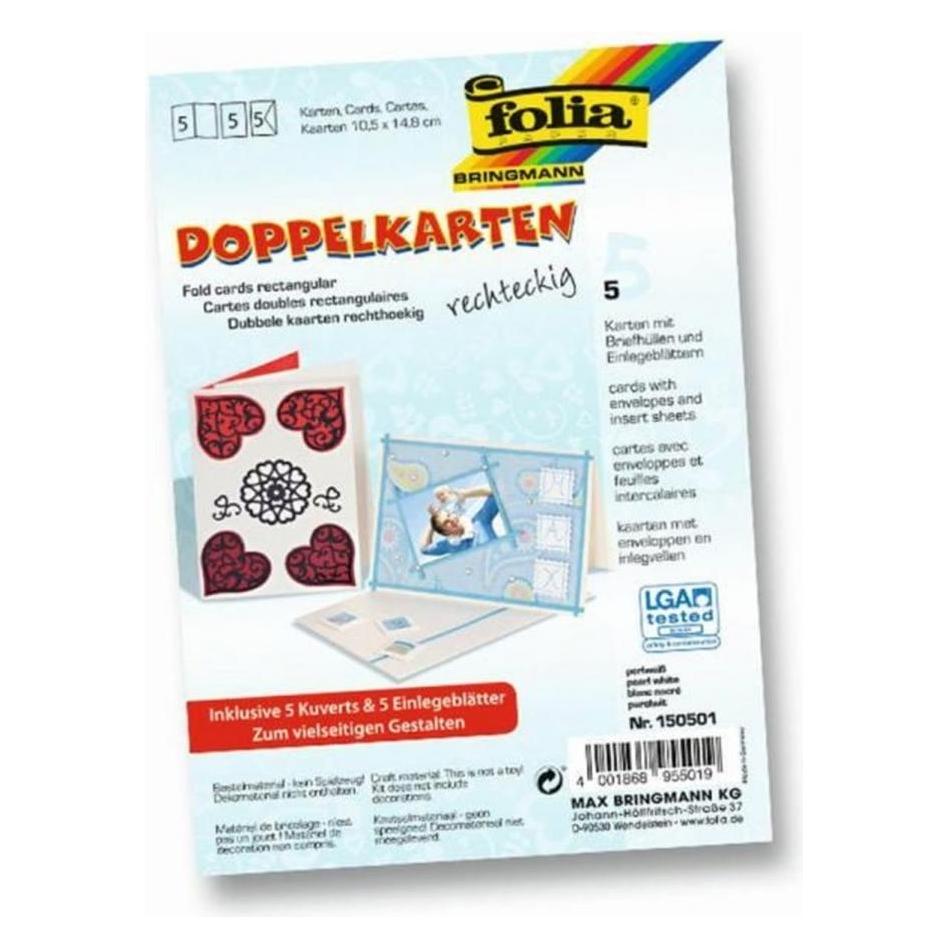 Folia Doppelkarten rechteckig 220 g/m2 (5 Stk.) (150501)