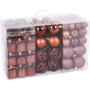 BRUBAKER Weihnachtskugeln 800011, braun, Kunststoff, Set mit 101 Teilen