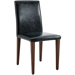MODFU 4er-Set Esszimmerstühle aus Metall und PU-Leder, Schwarz/Nussbaumoptik, 90 cm, pflegeleicht