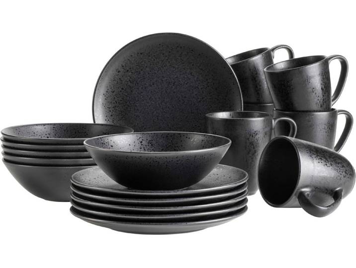 MÄSER Frühstücks-Geschirrset ESSENTIAL, Frühstücks Set, Steinzeug (18-tlg), 6 Personen, Steinzeug, Geschirr-Set, Service