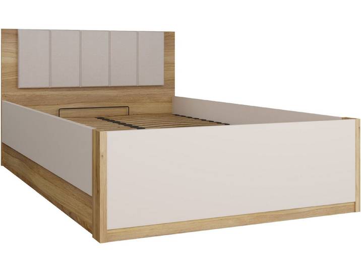 FORTE Bettgestell Oak Squere, B/H/T :125,8/90/205,2 cm aufklappbarer Lattenrost, Stauraum