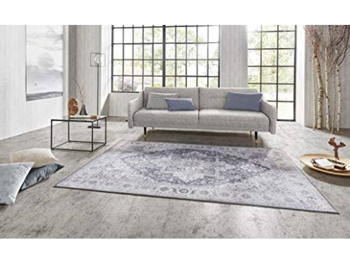 Nouristan Asmar Teppich – Wohnzimmerteppich Orient-Touch Detailiertes Muster Florales Kurflor Flachgewebe Teppich für Esszimmer, Wohnzimmer, Schlafzimmer – Malvenrosa, 120x160cm