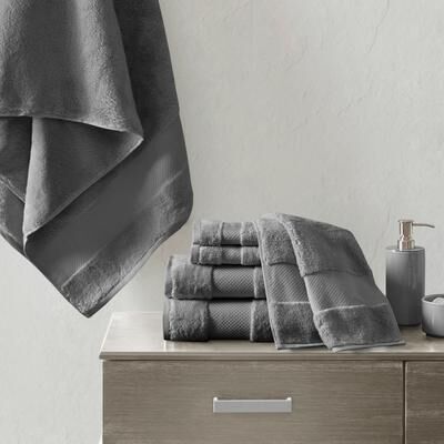 Madison Park Signature Turkish 100% Cotton Oversized Quick Dry Highly Absorbent 6-Piece Towel Set
