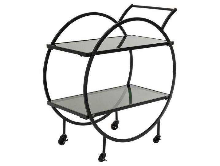 Ambia Home Servierwagen, Schwarz, Metall, Glas, 40x85x74 cm, Esszimmer, Barmöbel, Barwagen